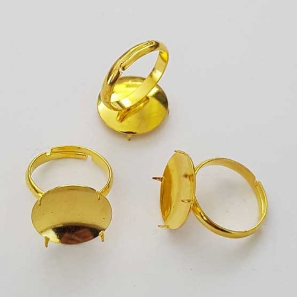 Supporto ad anello regolabile con piastra a 4 griffe argento N&deg;02 Oro