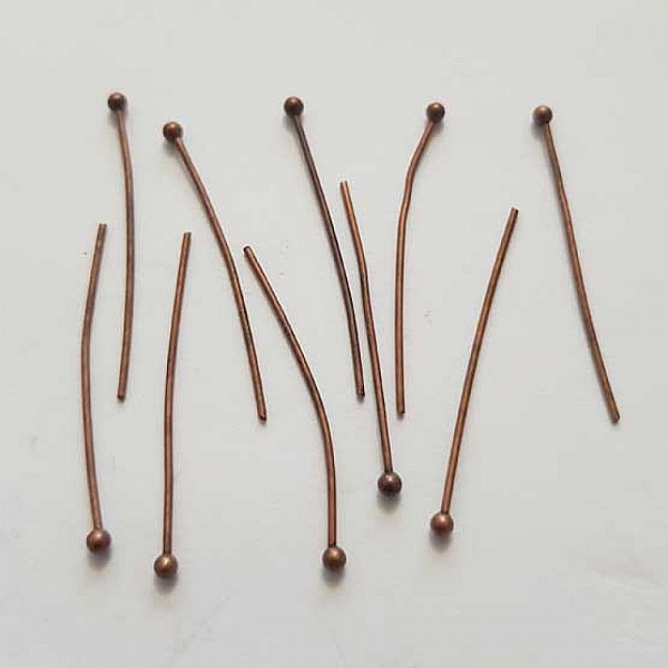 Tige / clou 30mm &agrave; t&ecirc;te boule bronze x 10 pi&egrave;ces