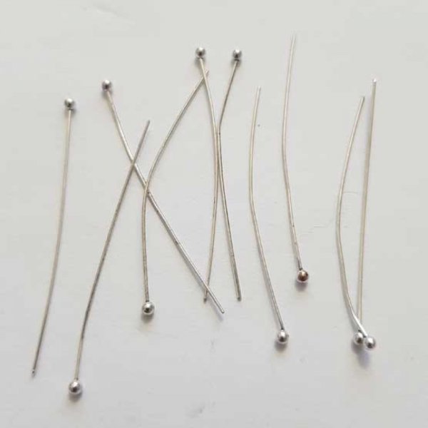 Tige / clou 40mm &agrave; t&ecirc;te boule argent x 10 pi&egrave;ces