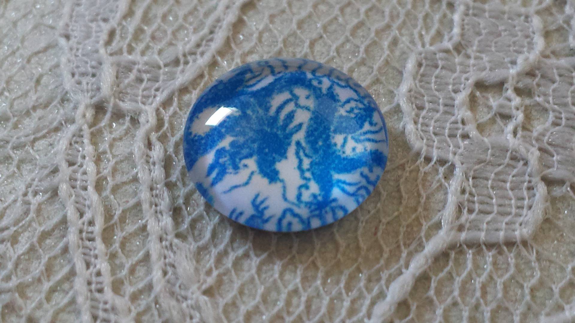 cabochon in vetro 12 mm fiore blu 040 