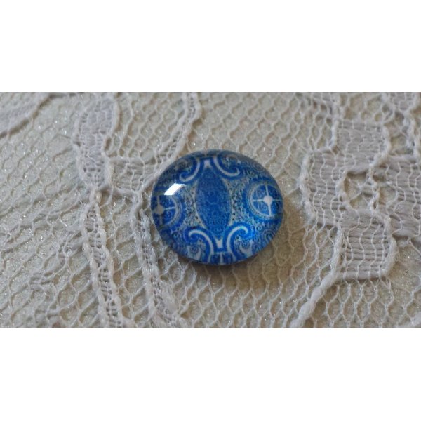 cabochon in vetro rotondo 12 mm fiore blu 039 