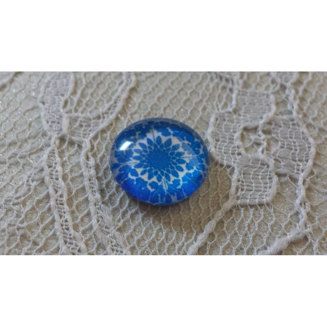 cabochon in vetro rotondo 12 mm fiore blu 038 