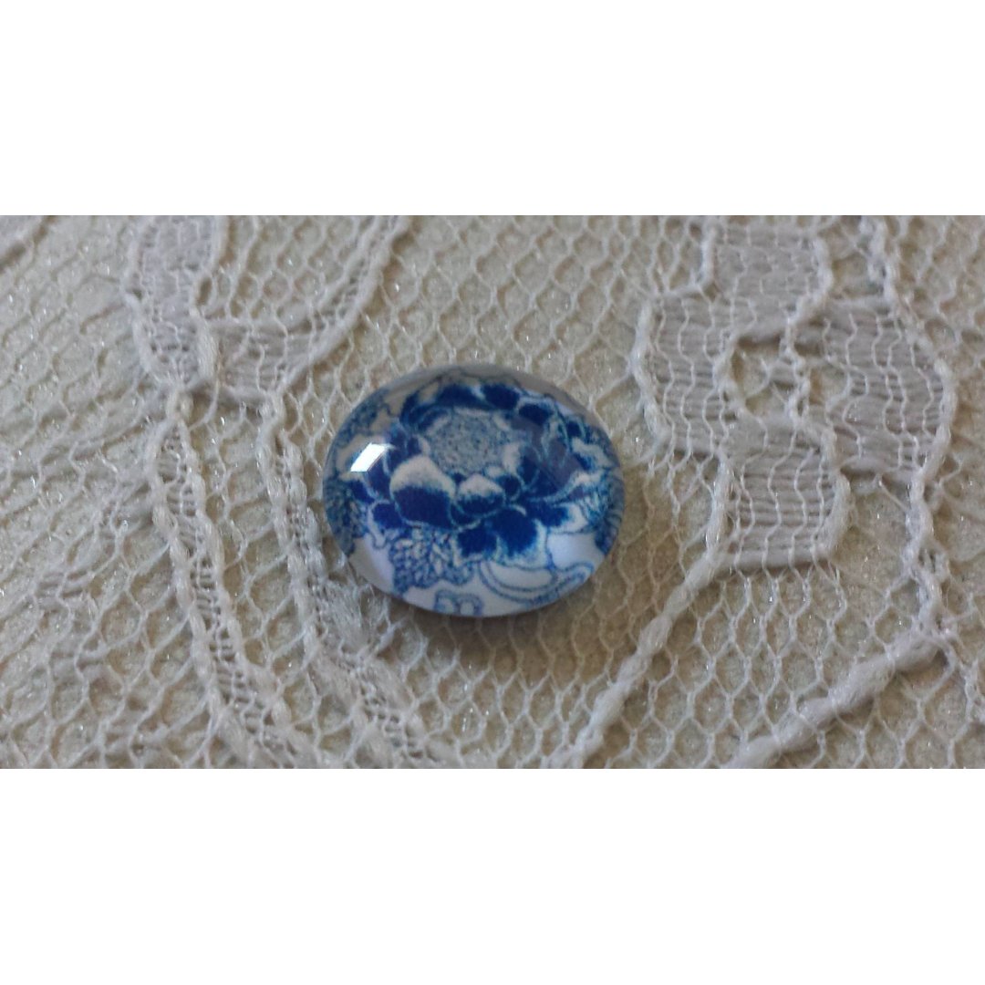 cabochon in vetro rotondo 12 mm fiore blu 034 