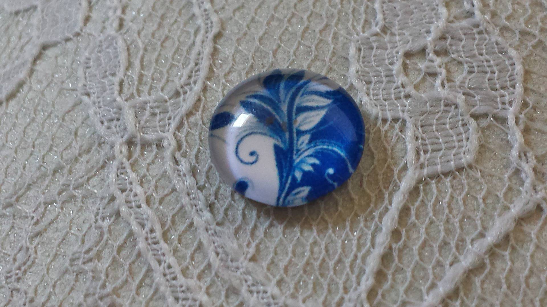 cabochon in vetro rotondo 12 mm fiore blu 033 