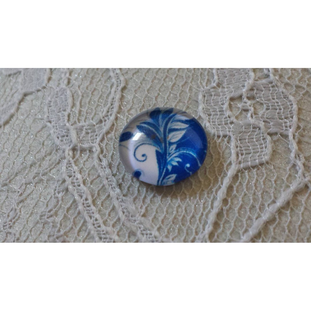 cabochon in vetro rotondo 12 mm fiore blu 033 