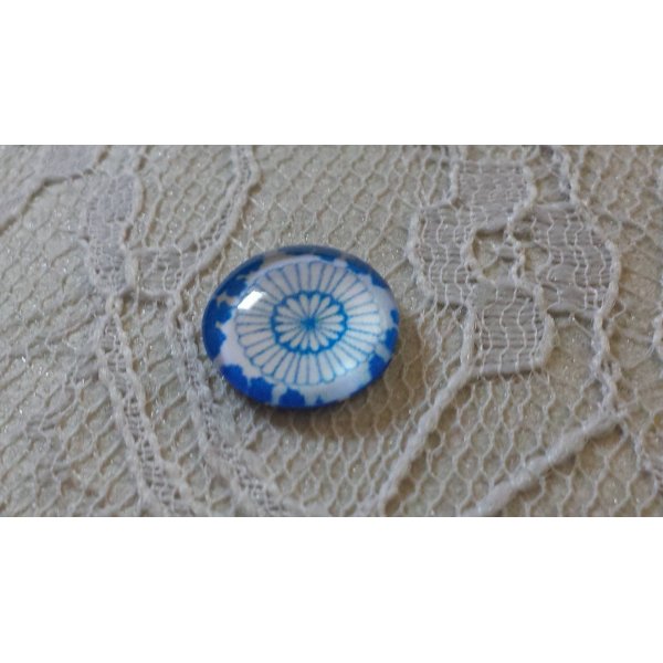 cabochon in vetro rotondo 12 mm fiore blu 032 