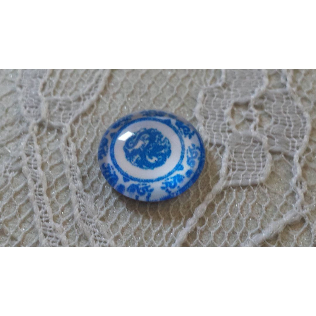 cabochon in vetro rotondo 12 mm fiore blu 029 