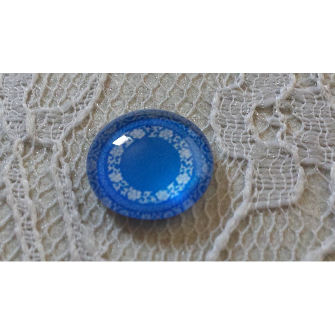 cabochon in vetro rotondo 12 mm fiore blu 027 