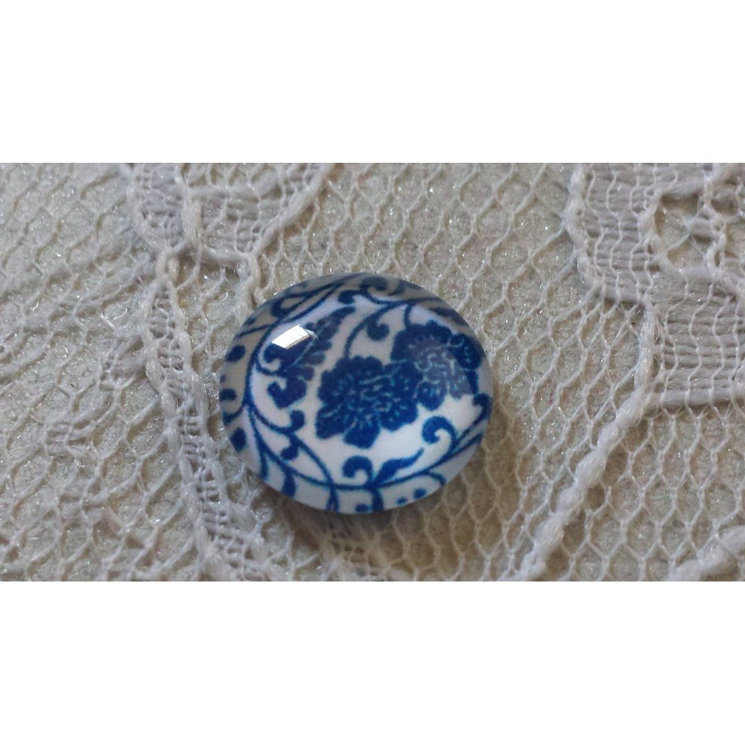 cabochon in vetro rotondo 12 mm fiore blu 028 