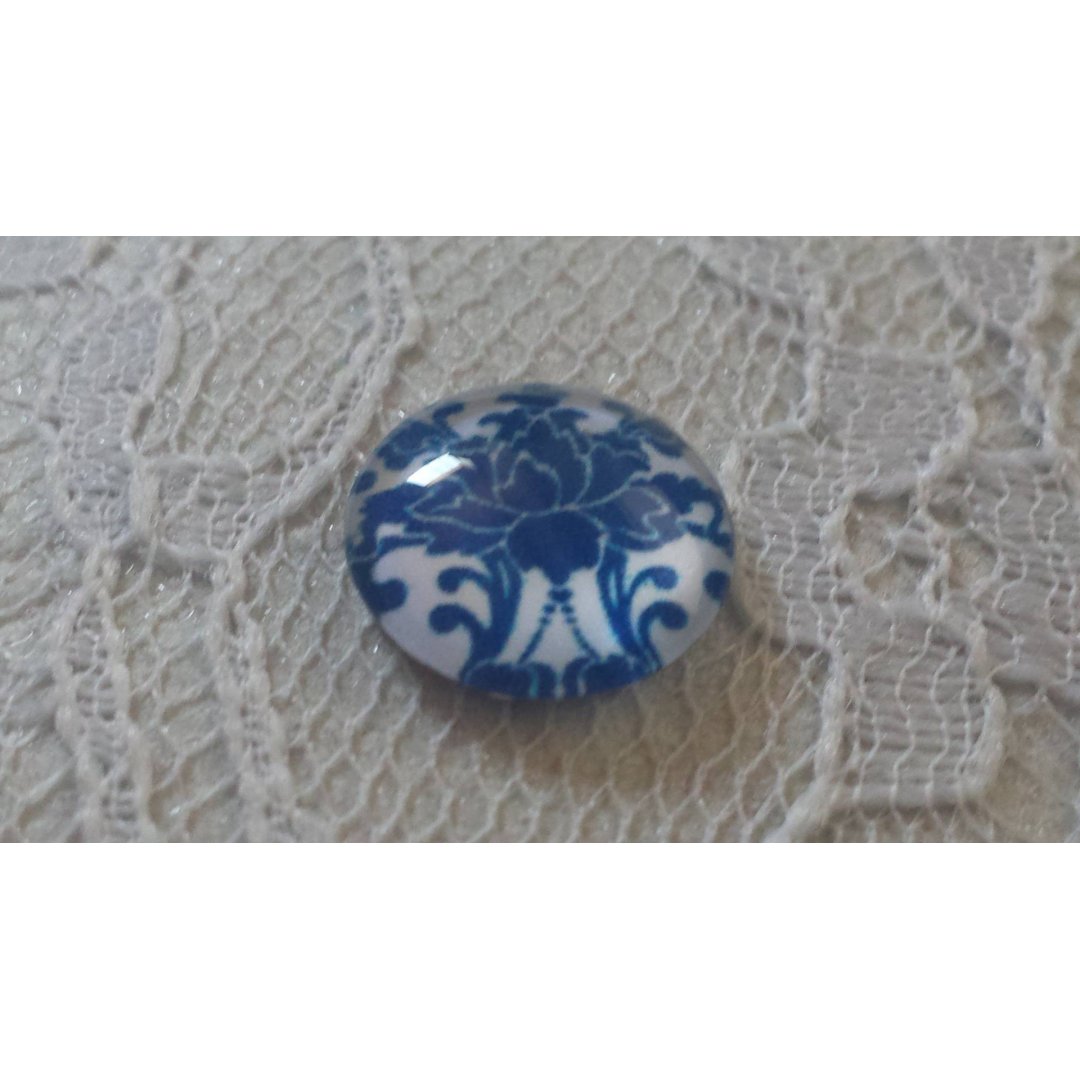 cabochon in vetro rotondo 12mm blu fiore 024 