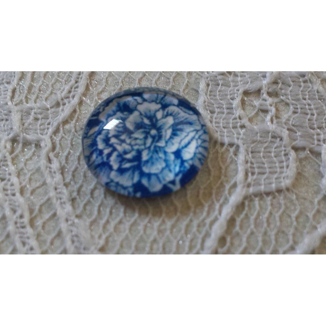 cabochon in vetro rotondo 12 mm fiore blu 019 