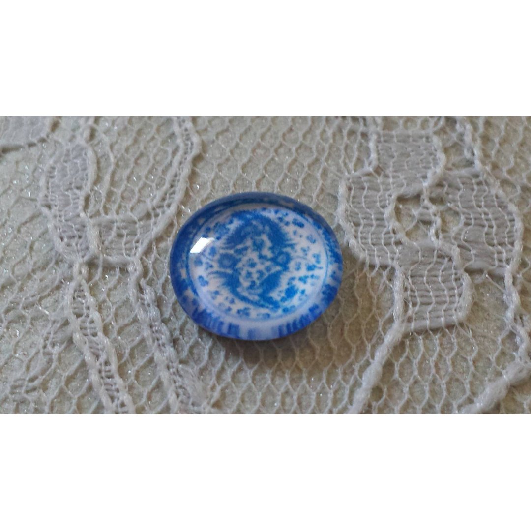 cabochon in vetro rotondo 12 mm fiore blu 018 