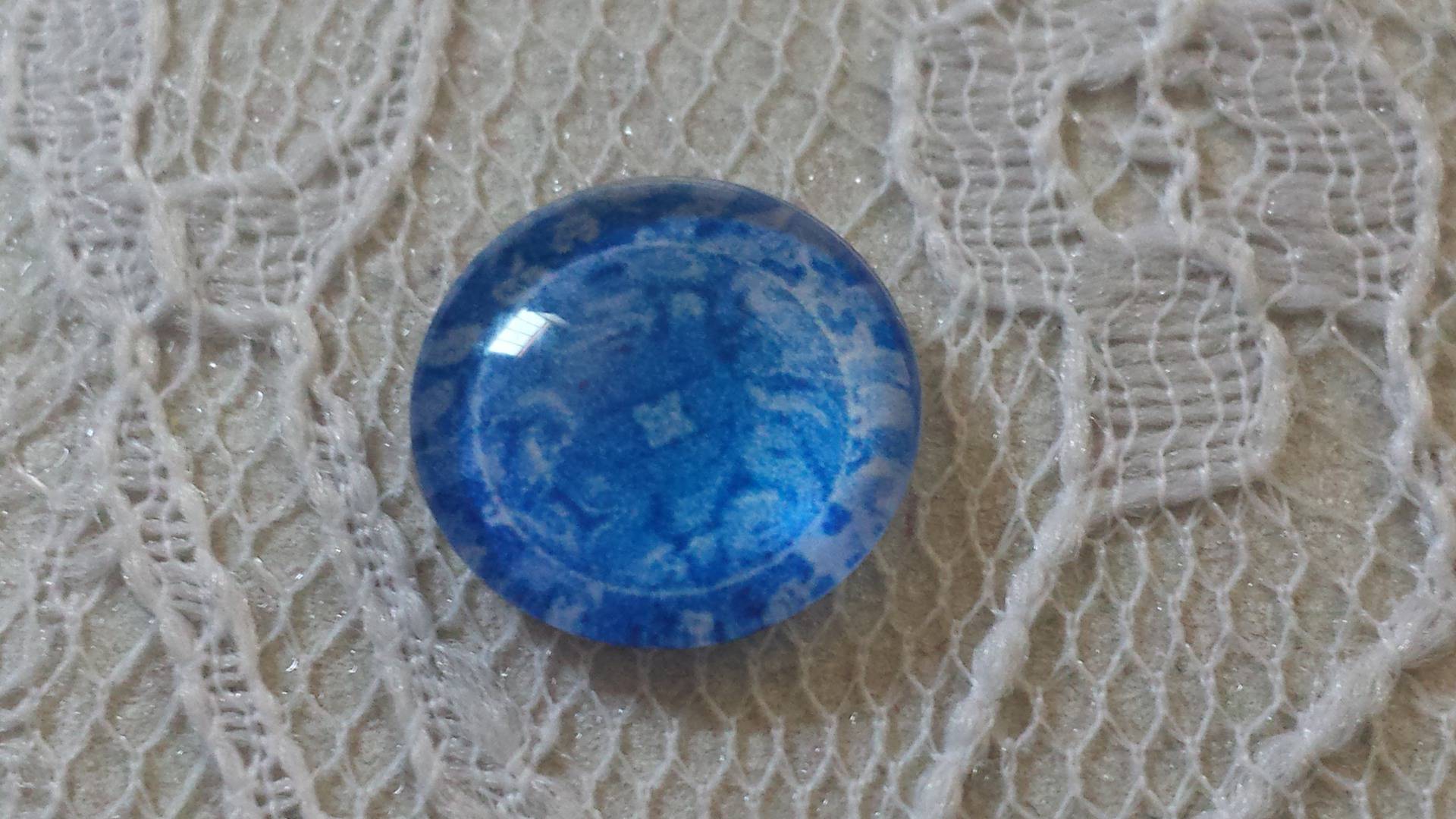 cabochon in vetro rotondo 12mm blu fiore 015 