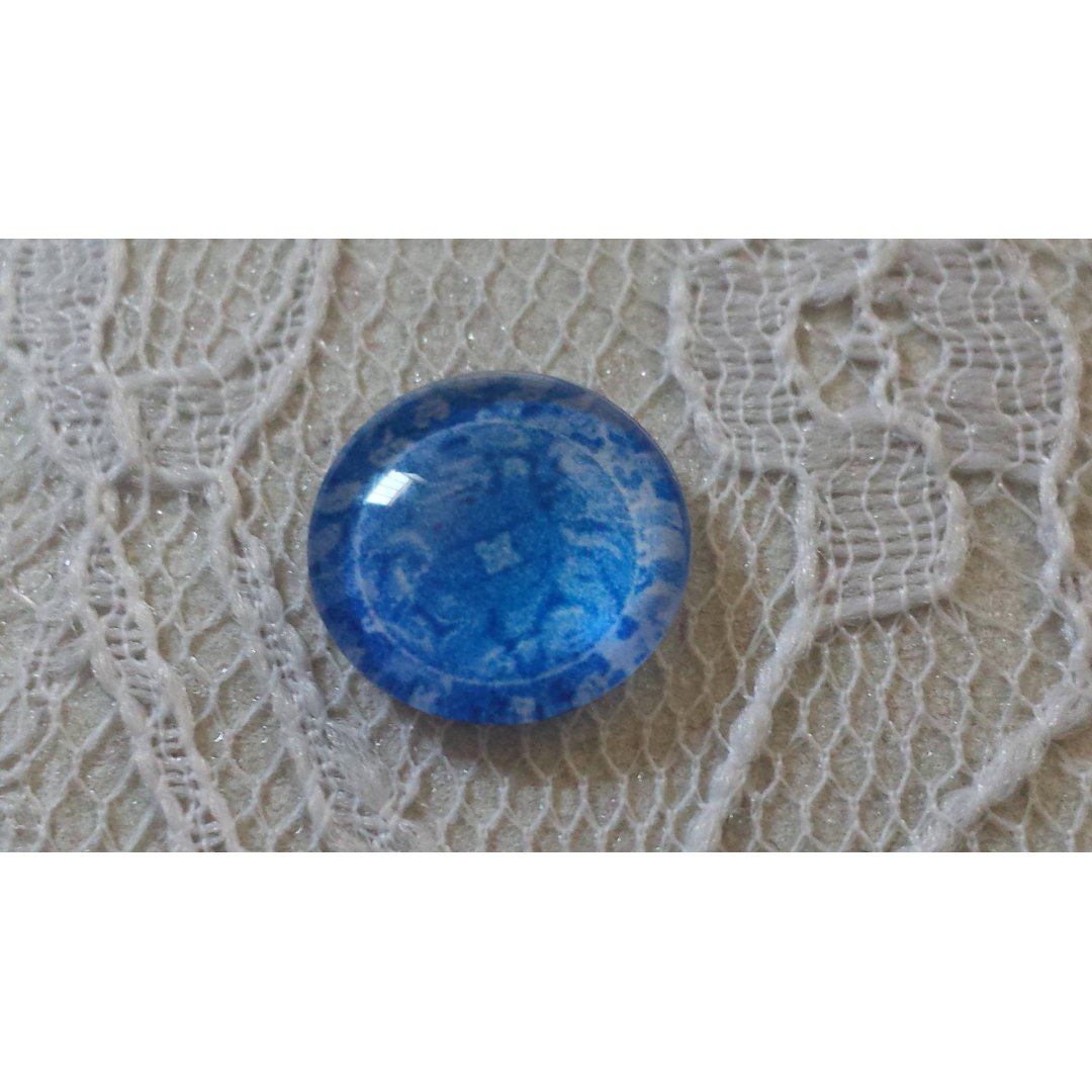 cabochon in vetro rotondo 12mm blu fiore 015 