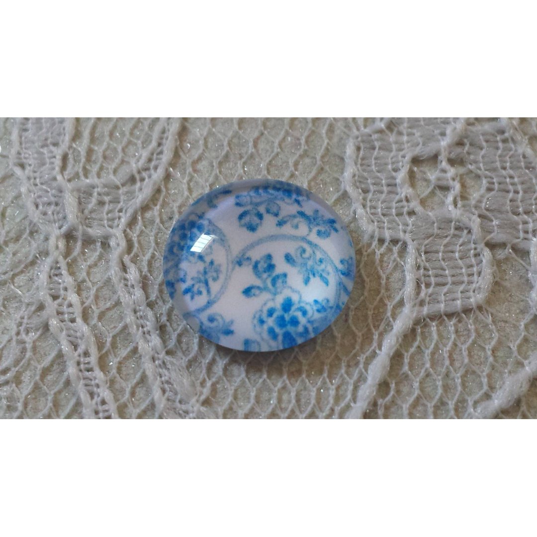 cabochon in vetro rotondo 12 mm fiore blu 014 