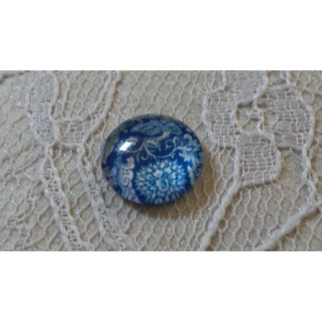 cabochon in vetro rotondo 12 mm fiore blu 013 