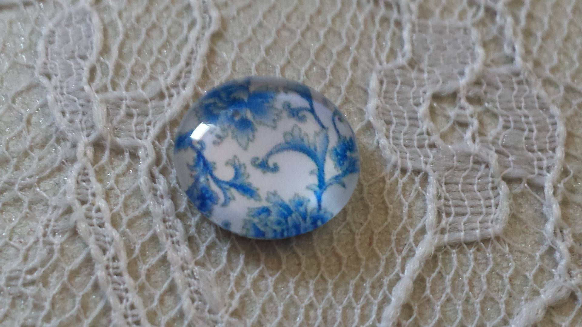 cabochon in vetro rotondo 12 mm fiore blu 012 