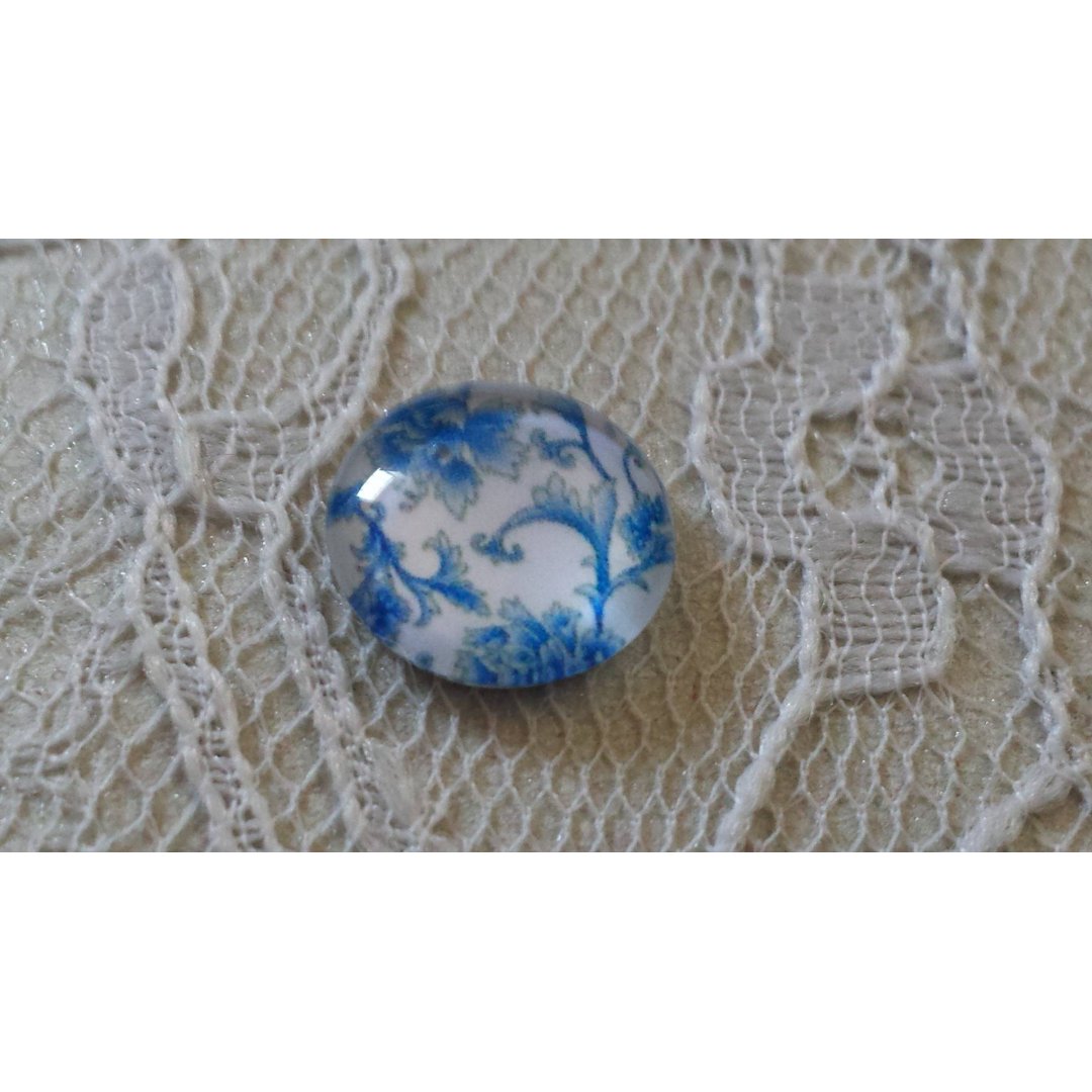 cabochon in vetro rotondo 12 mm fiore blu 012 