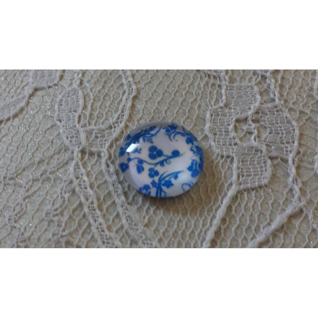 cabochon in vetro rotondo 12 mm fiore blu 011 