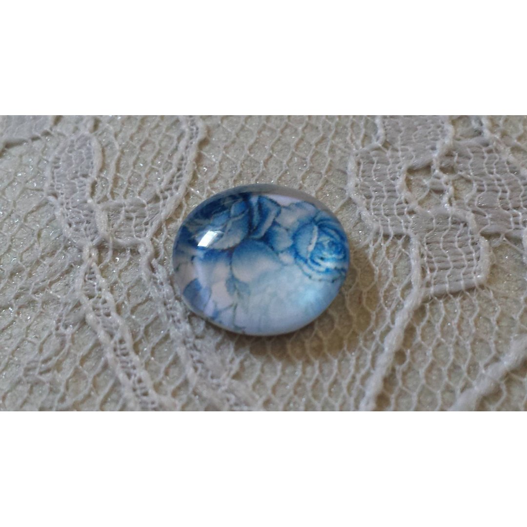 vetro cabochon rotondo 12mm blu fiore 010 