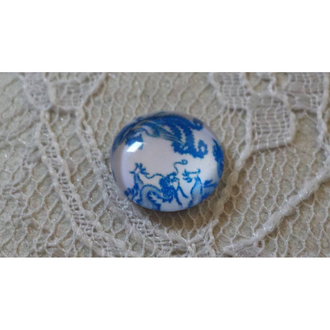 cabochon in vetro rotondo 12 mm fiore blu 009 