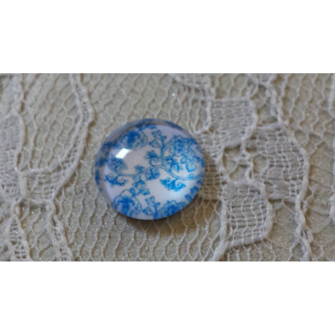 cabochon in vetro rotondo 12 mm fiore blu 006 