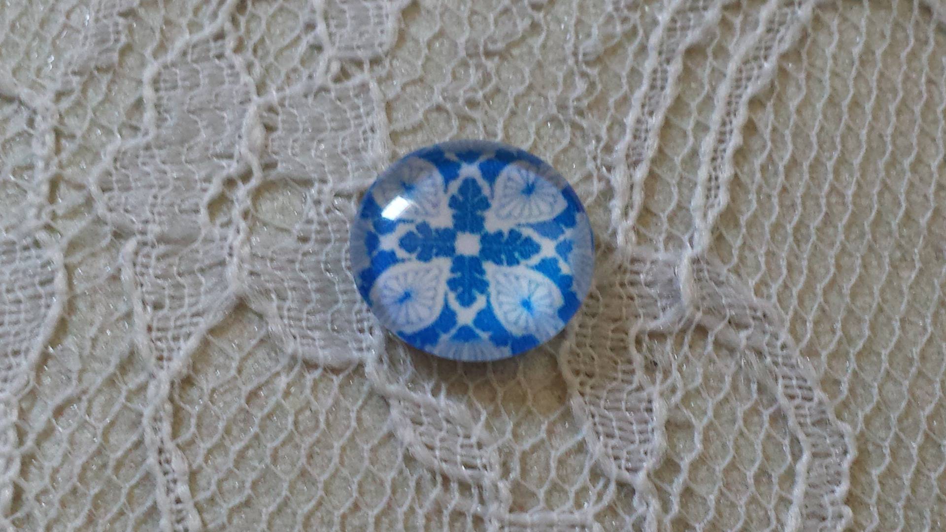 cabochon in vetro rotondo 12 mm fiore blu 005 