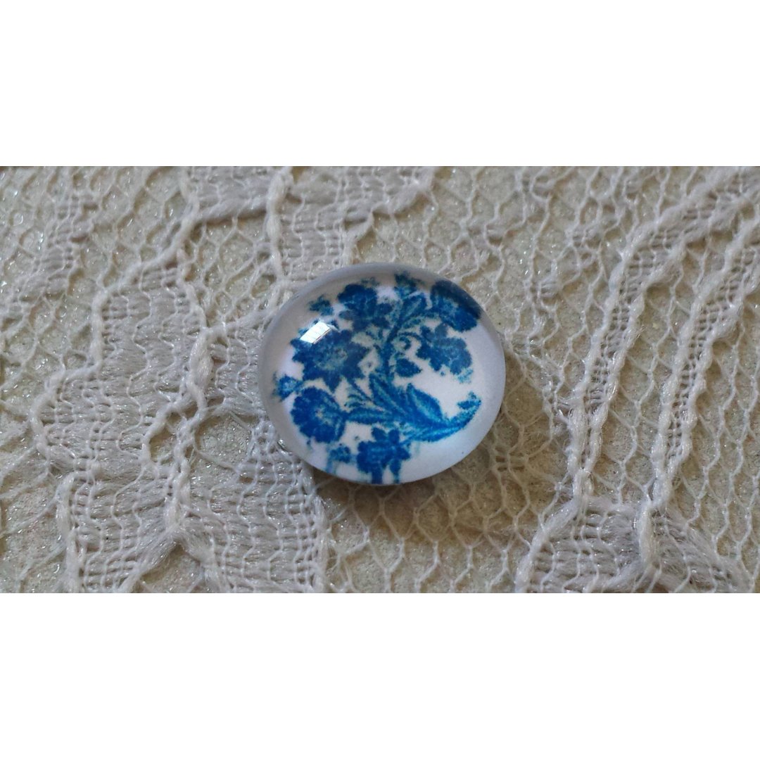 cabochon in vetro rotondo 12 mm fiore blu 004 