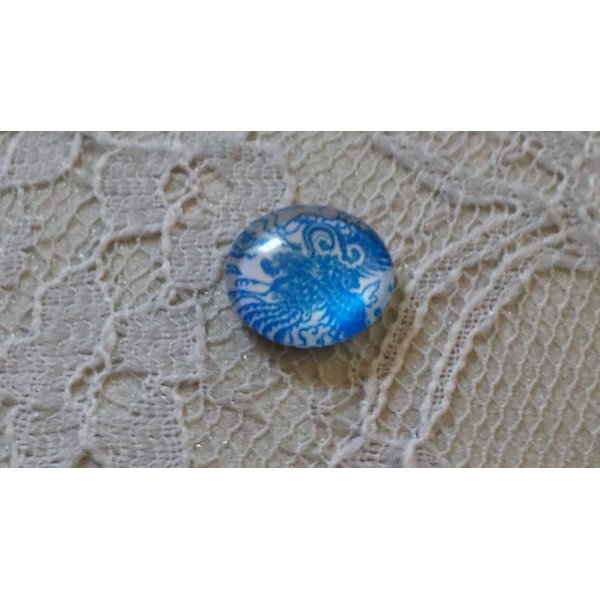 cabochon in vetro rotondo 12 mm fiore blu 002 