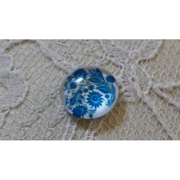 cabochon in vetro rotondo 12 mm fiore blu 001 