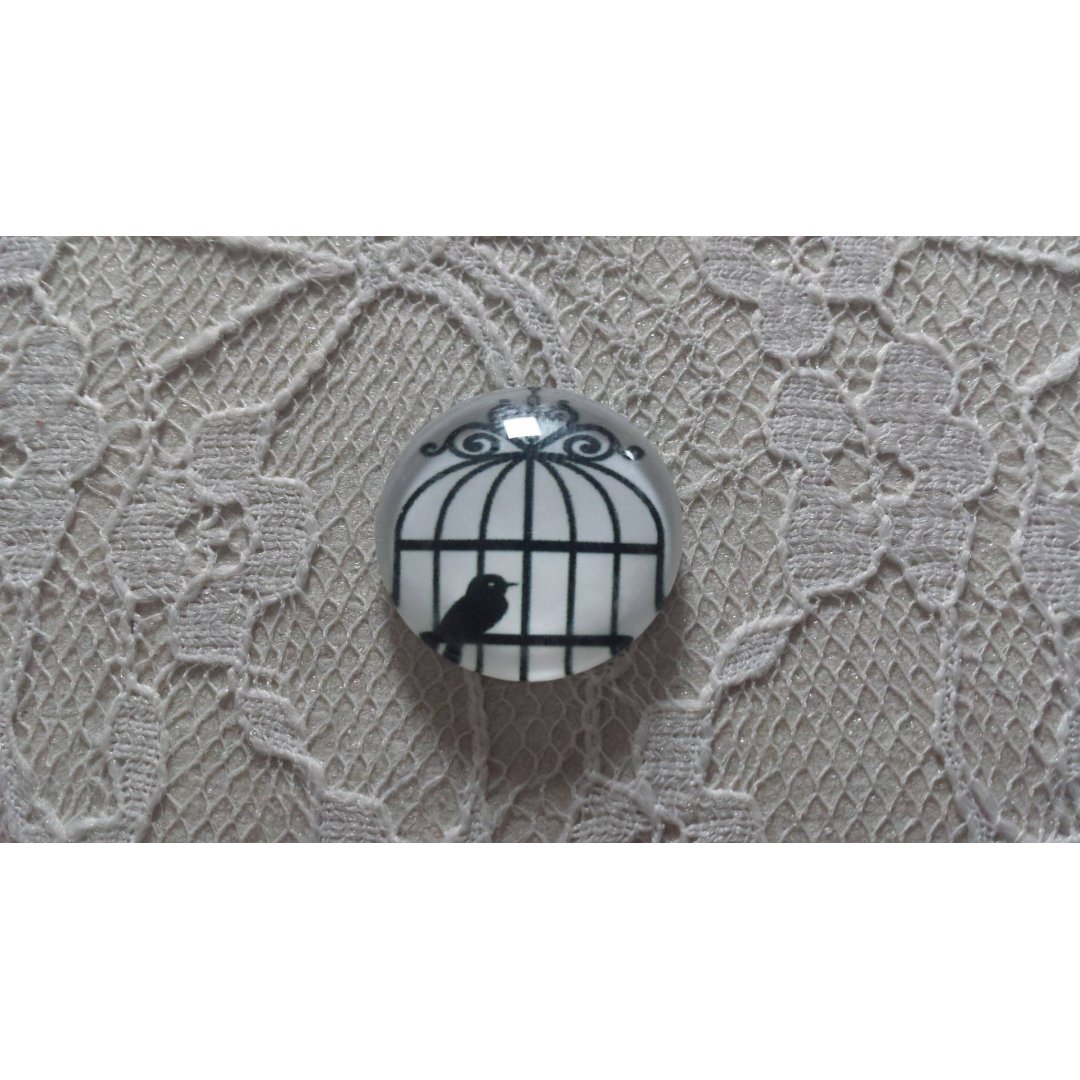 vetro tondo cabochon 10mm uccelli 007 