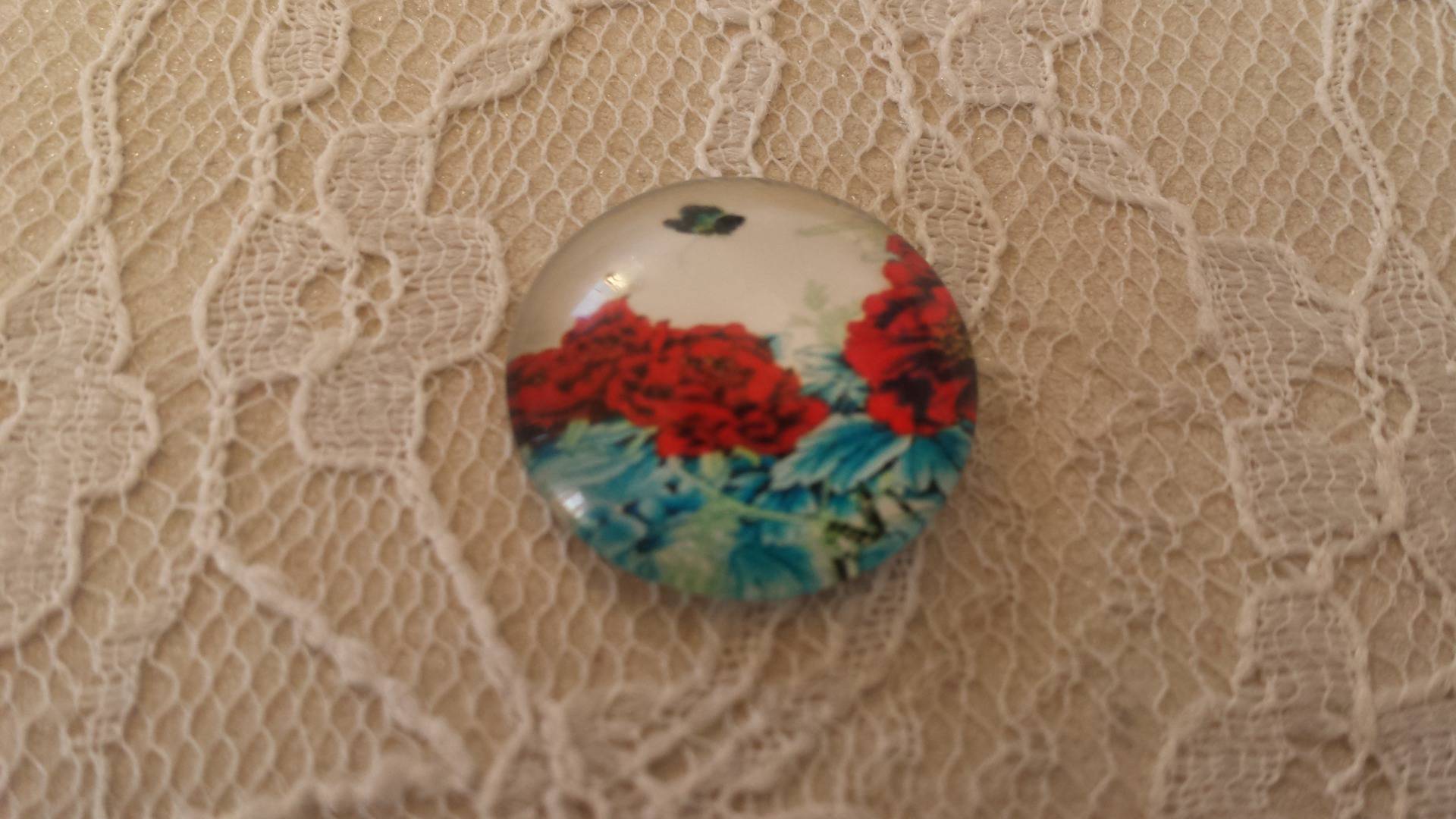 cabochon in vetro rotondo 20mm fiore 01-047 