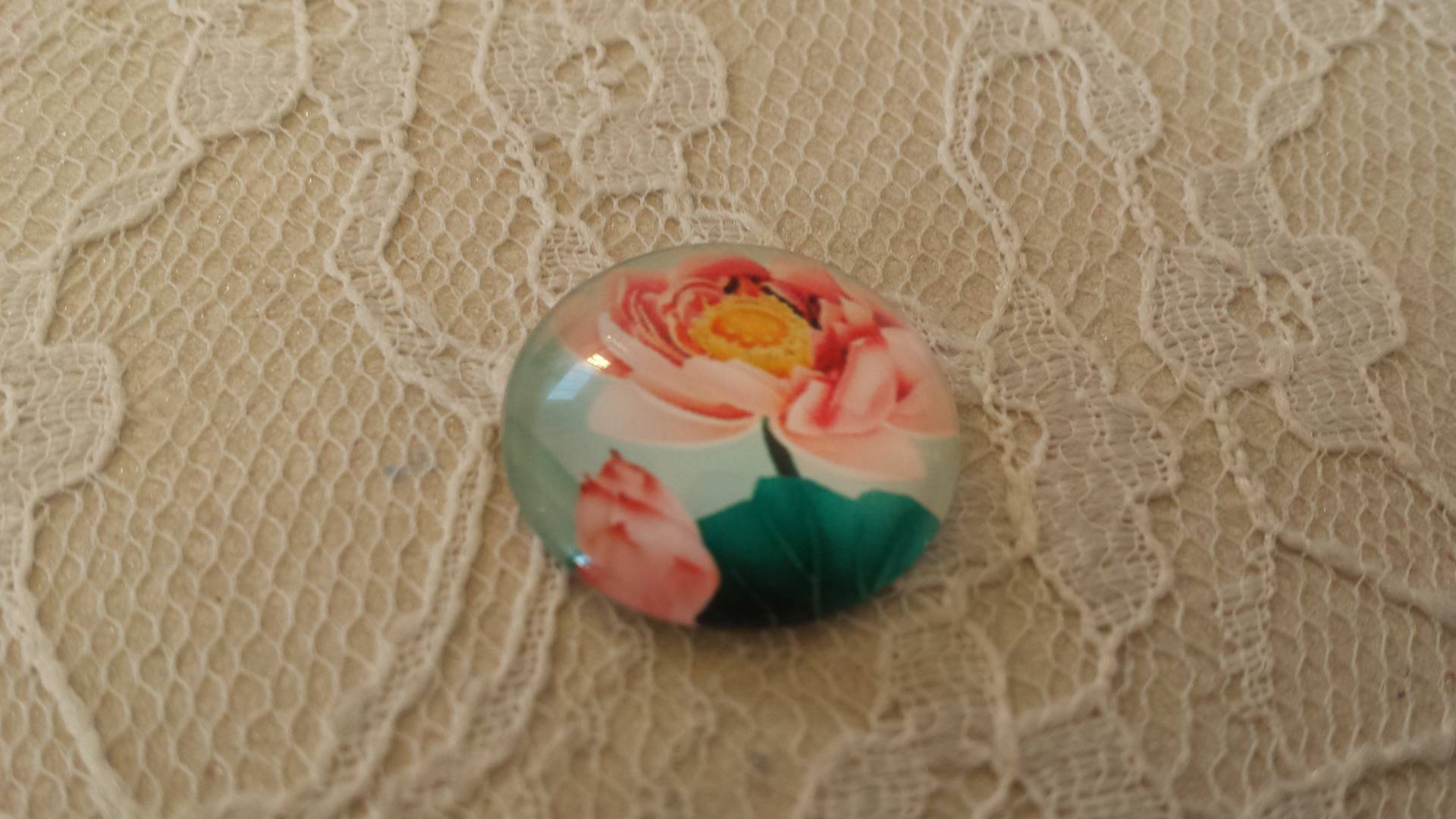 cabochon di vetro rotondo 20mm fiore 01-048 