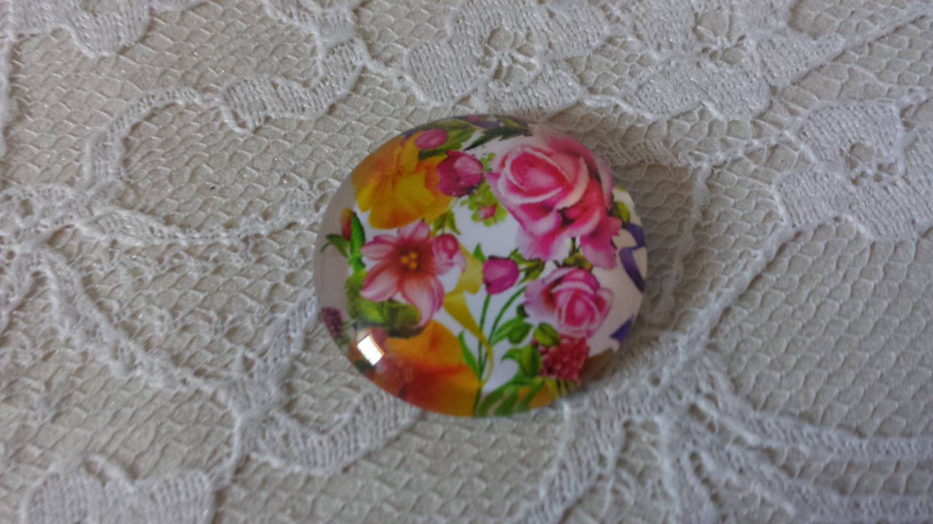 cabochon in vetro rotondo 20 mm fiore 01-046 