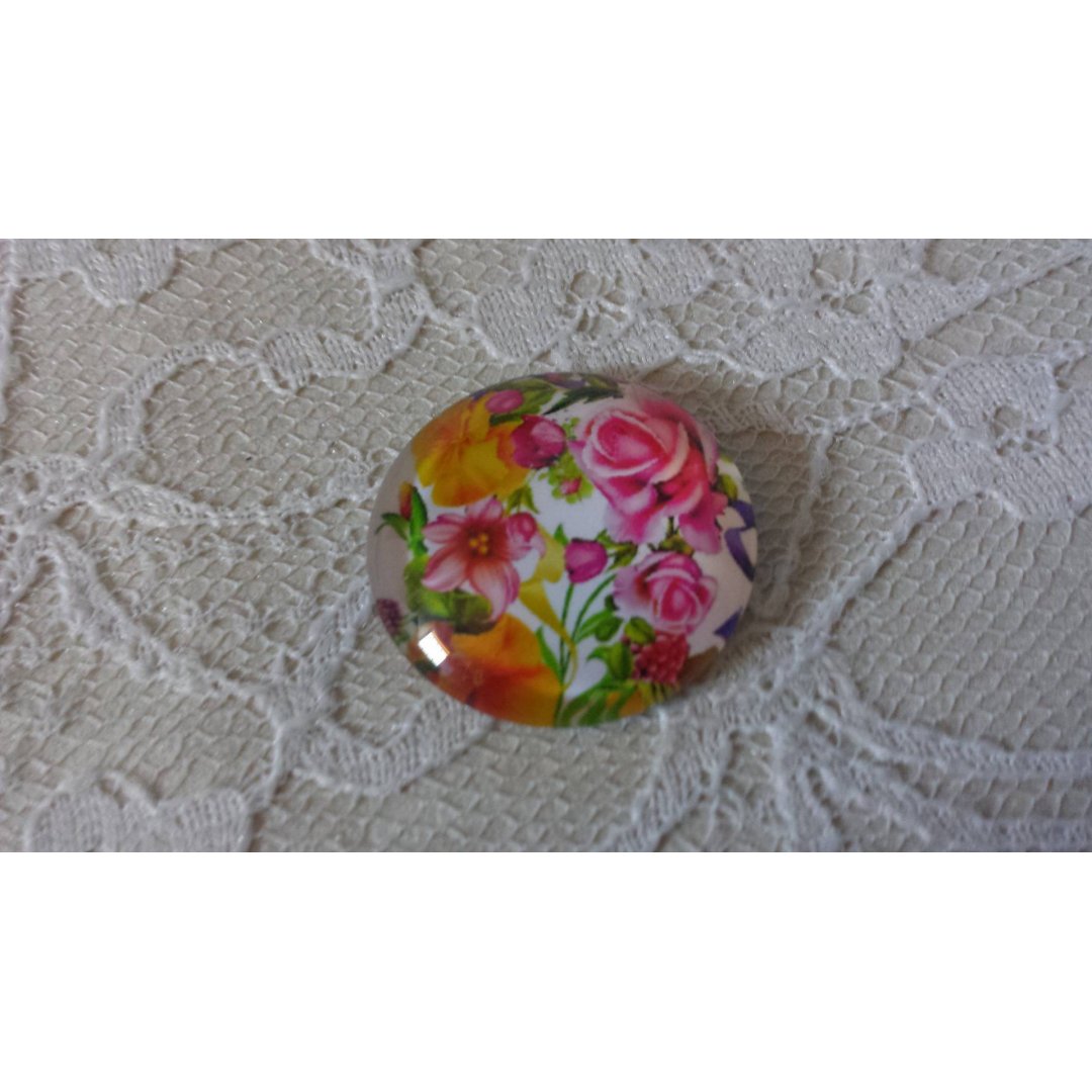 cabochon in vetro rotondo 20 mm fiore 01-046 