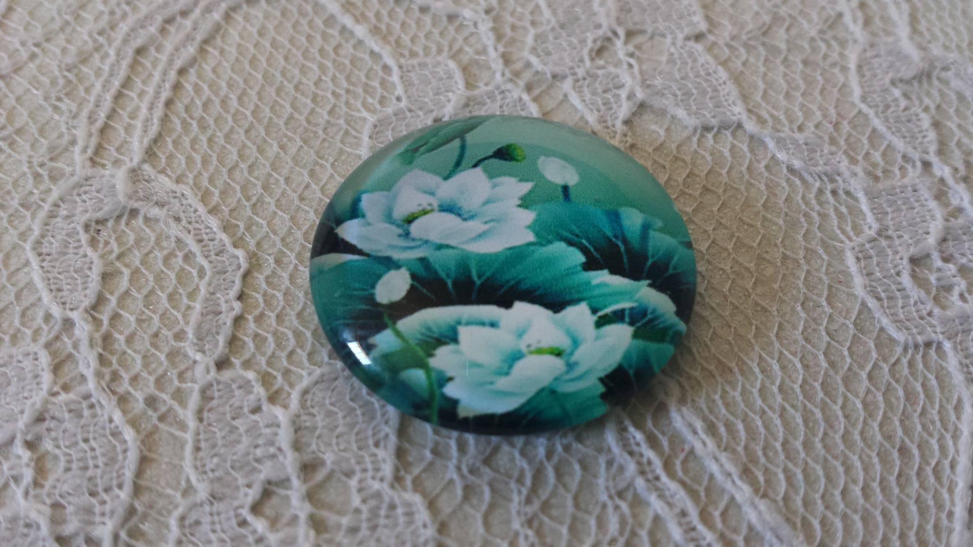 cabochon in vetro rotondo 20mm fiore 01-036 