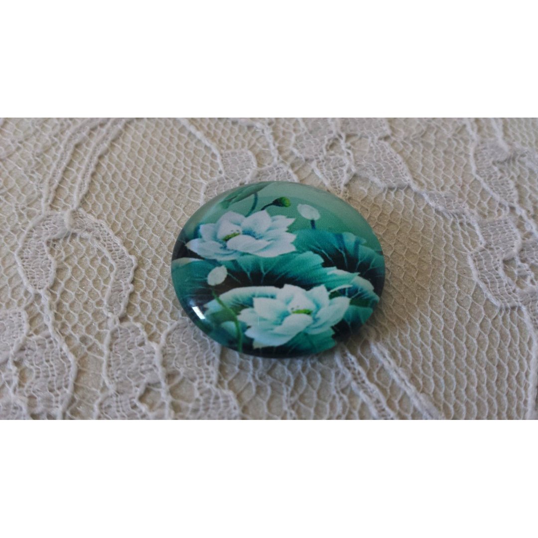 cabochon in vetro rotondo 20mm fiore 01-036 