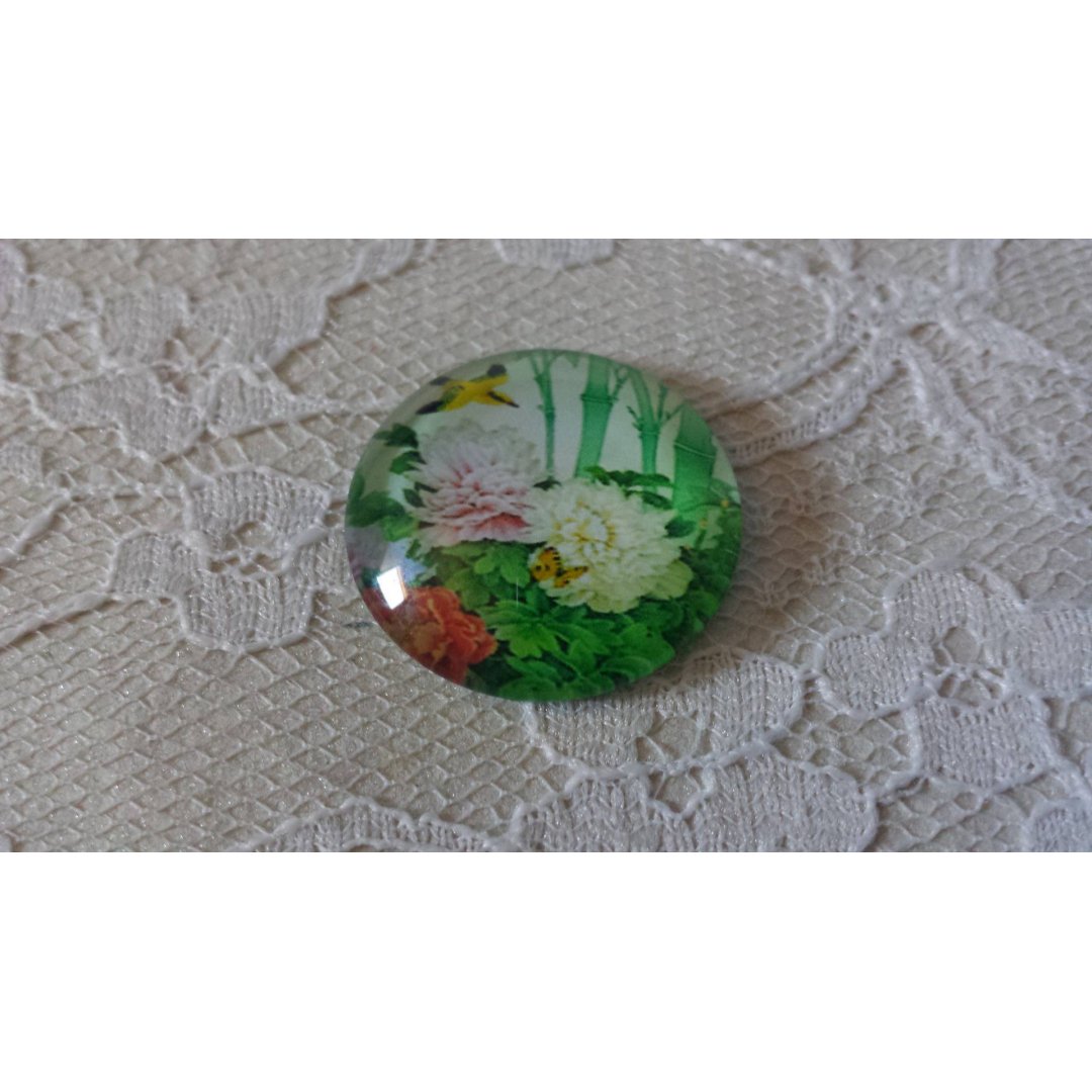 cabochon in vetro rotondo 25 mm fiore 01-041 