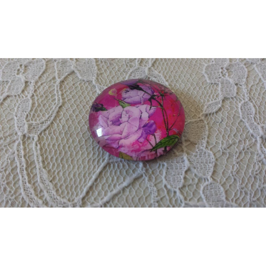 cabochon in vetro rotondo 25 mm fiore 01-034 