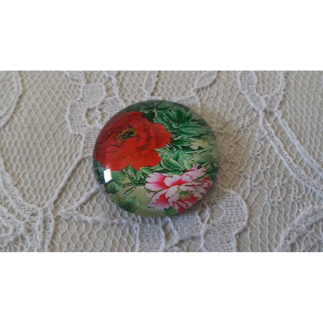 cabochon in vetro rotondo 25 mm fiore 01-029 