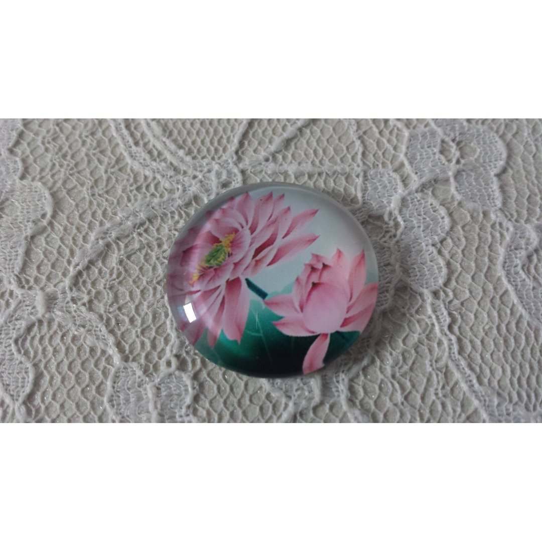 cabochon in vetro rotondo 25 mm fiore 01-025 
