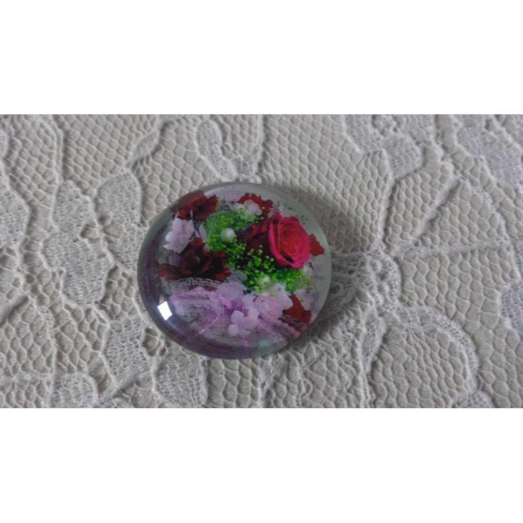 cabochon in vetro rotondo 25mm fiore 01-020 