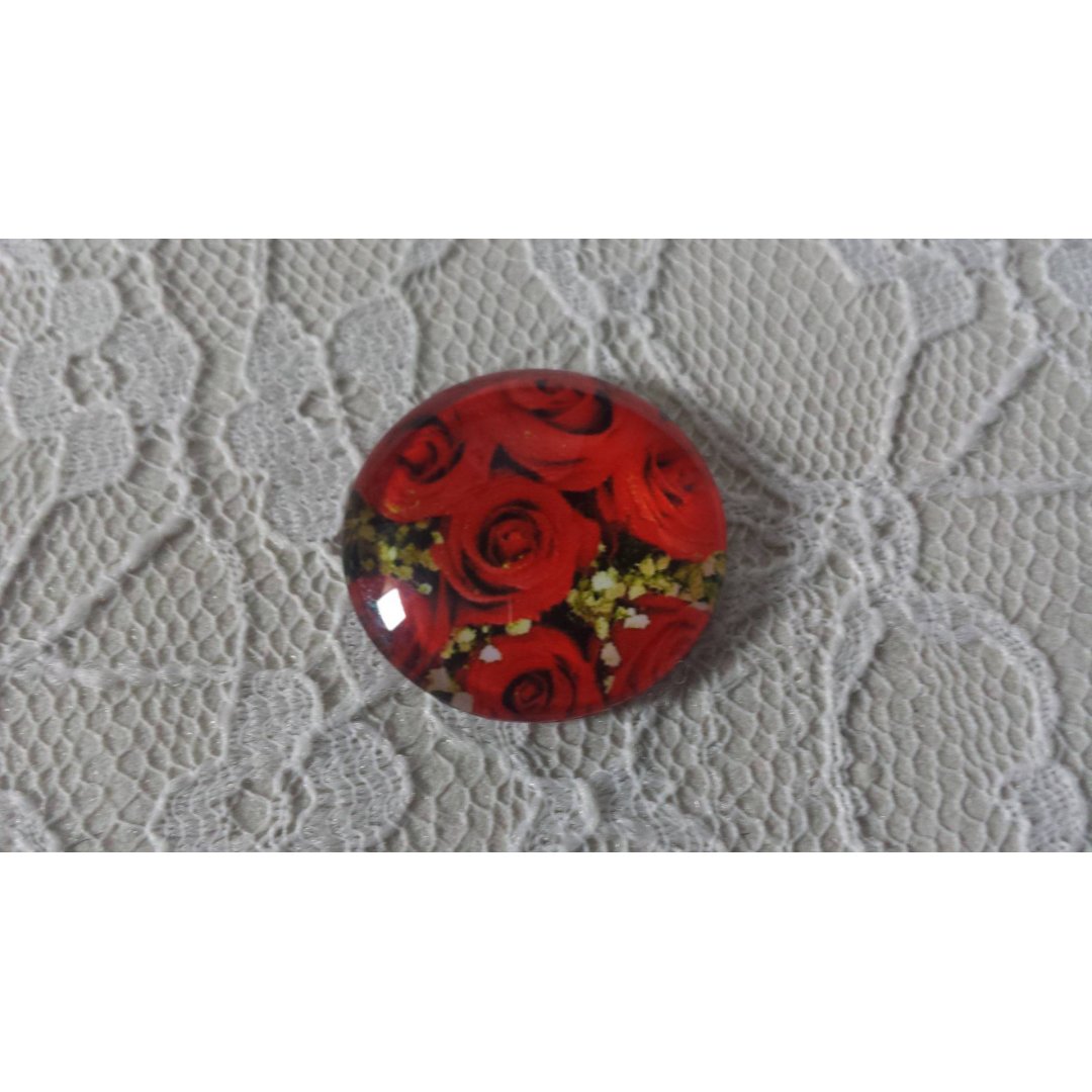 cabochon in vetro rotondo 25 mm fiore 01-017 