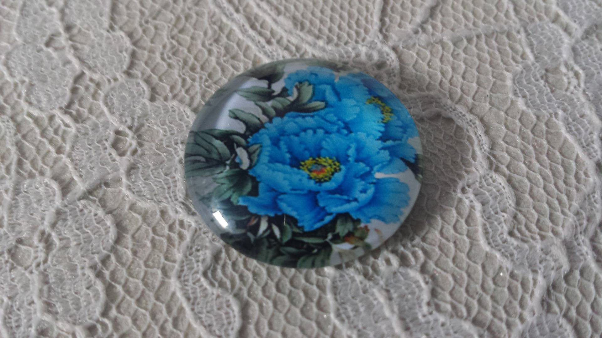 cabochon in vetro rotondo 25 mm fiore 01-015 
