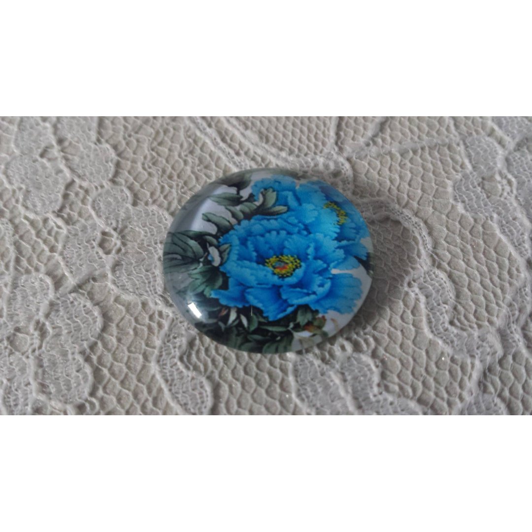 cabochon in vetro rotondo 25 mm fiore 01-015 