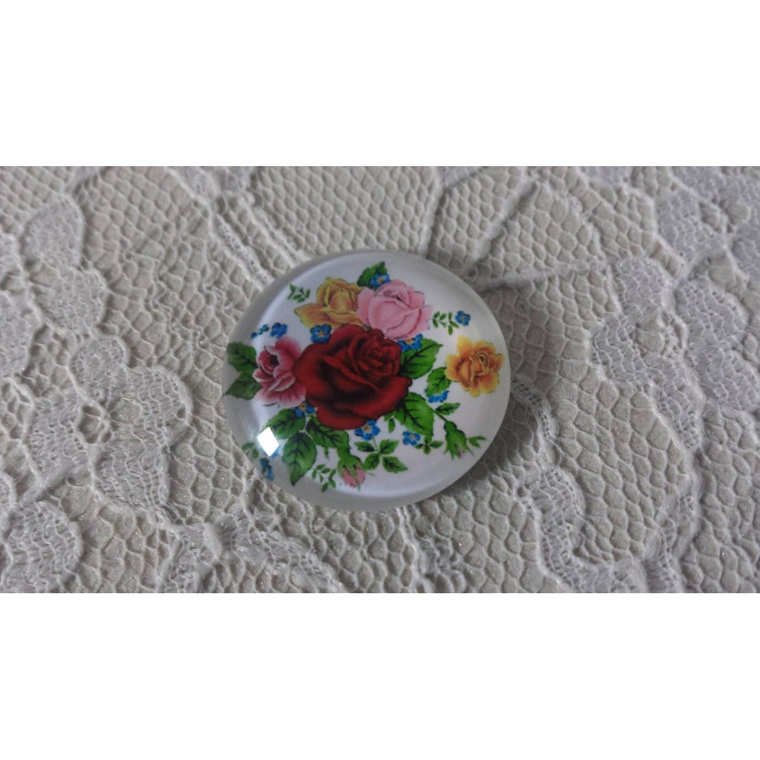 cabochon in vetro rotondo 25 mm fiore 01-014 