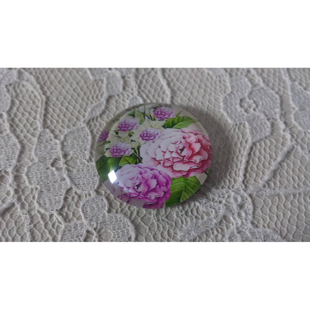 cabochon in vetro rotondo 25 mm fiore 01-011 