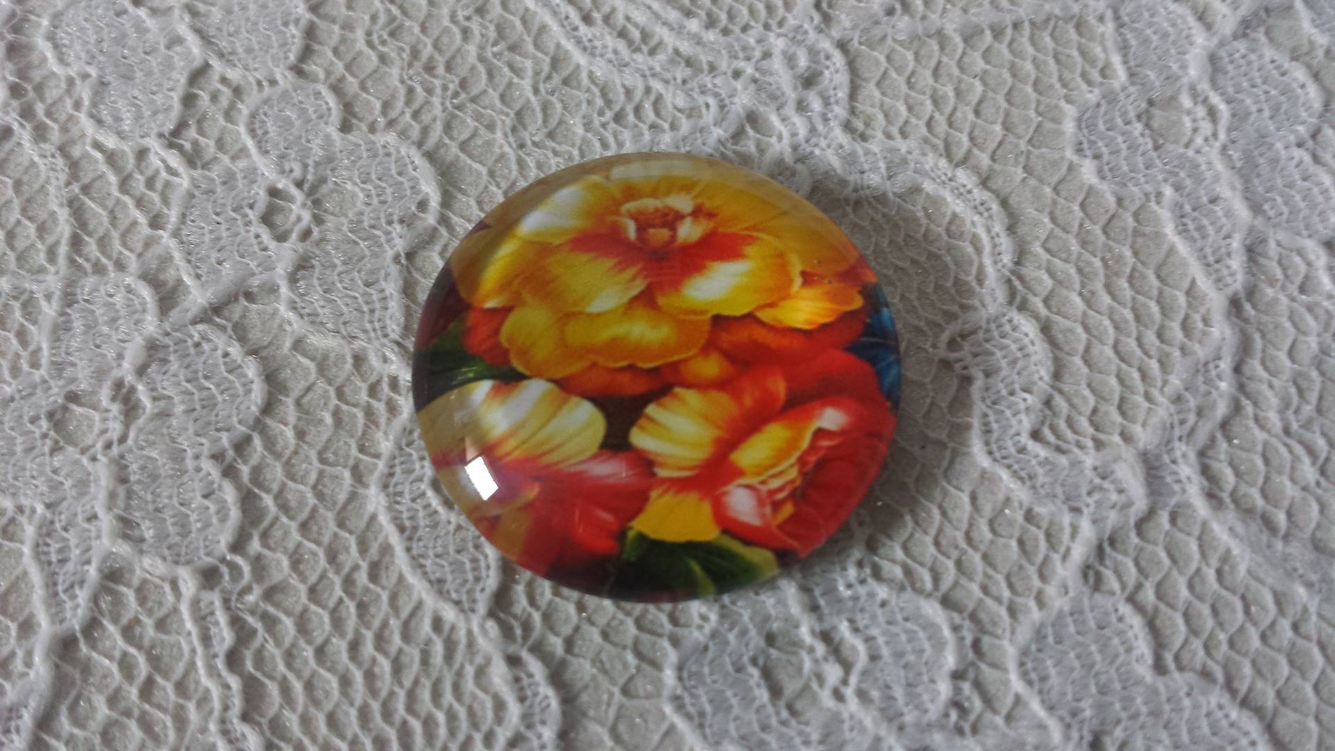 cabochon in vetro rotondo 25 mm fiore 01-004 