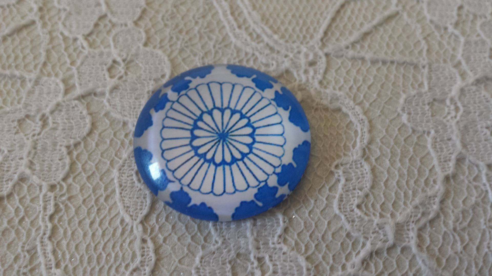 vetro cabochon rotondo 25 mm fiore 011 