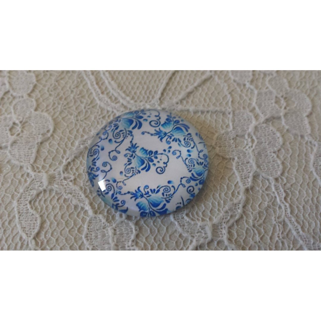 vetro cabochon rotondo 25mm fiore 010 